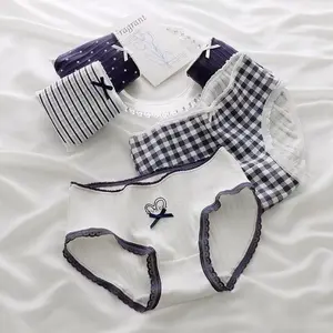 12pcs CD Celana Dalam Wanita Katun Haode Korea Motif Navy  Art Waist CS047 046