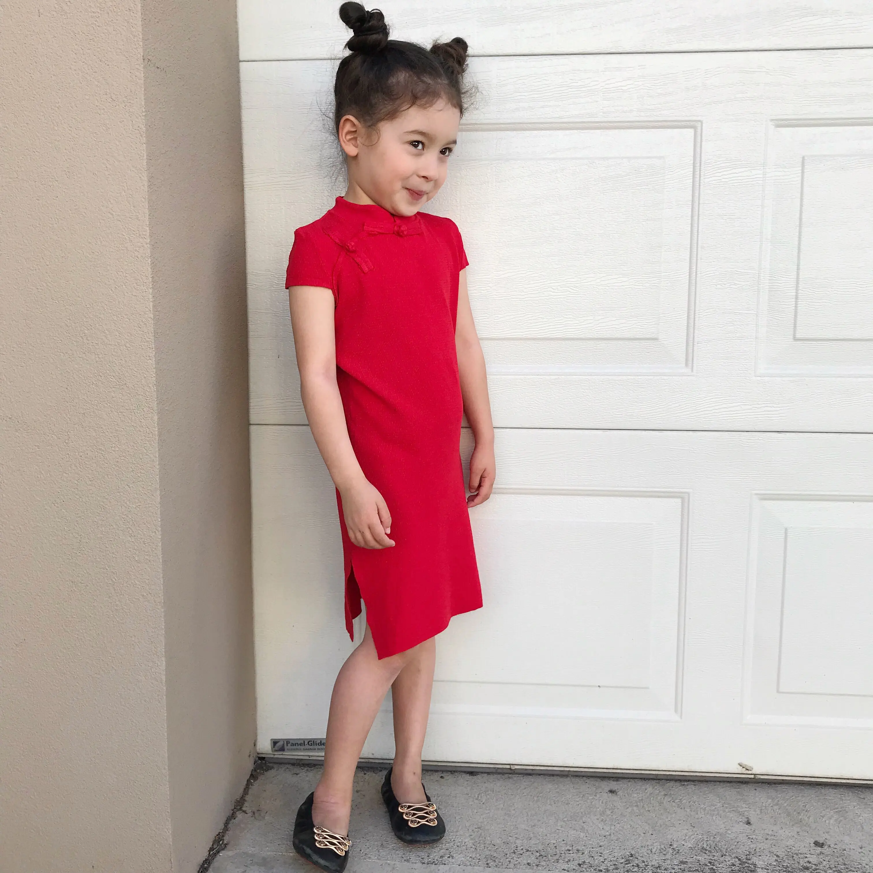2025 girls' ice silk cheongsam dress Chinese style red pure cotton children's performance clothes New Year baby one-year-old clothes