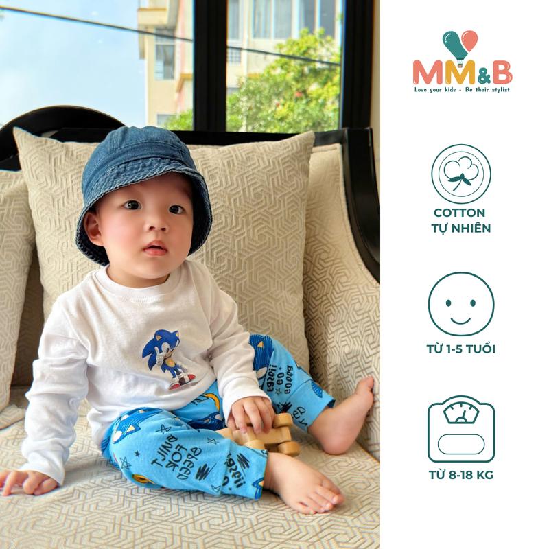  Bộ đồ thu đông in áo theo chủ đề chất cotton bozip thiết kế cổ tròn bo tay chân cho bé trai mặc đi học đi chơi MM&B 