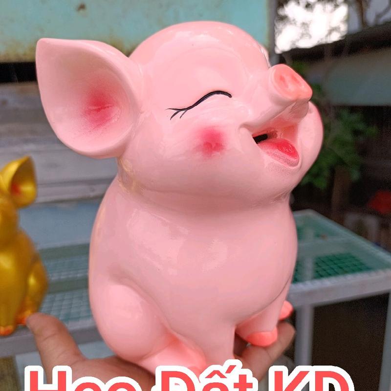 Heo tiết kiệm : Heo Cười lung linh , ống heo tiết kiệm lỗ miệng may mắn chất liệu Thạch Cao , heo đất, lợn đất, heo đất Khánh Duy, ống heo tiết kiệm đựng tiền , chứa 800 tờ Ống Tiết Kiệm lợn tiết kiệm KD 4