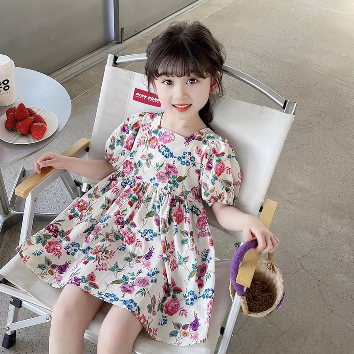 kebei-Gaun musim panas baru untuk anak perempuan modis manis dan imut dengan motif bunga mawar Fashion Kids kebei-Gaun musim panas baru untuk anak perempuan modis manis dan imut dengan motif bunga mawar Fashion Kids