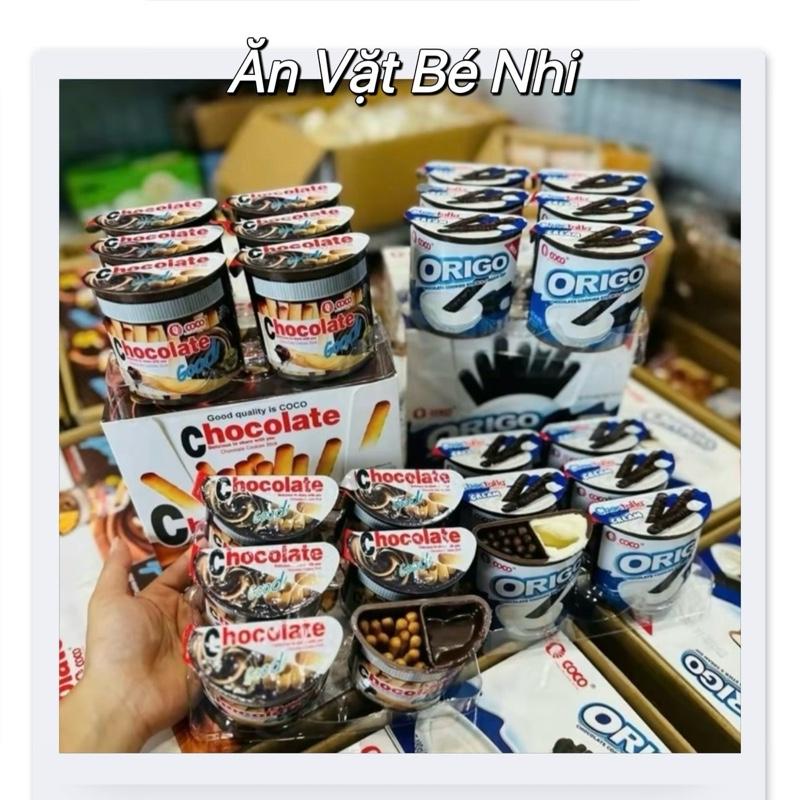 Hộp 12 Cốc Bánh Quy Que Chấm Chocolate, Chấm Sốt Kem Sữa Giá Tốt Hàng Chuẩn - Bánh Ăn Vặt Snack - Bánh Quy - Thức Ăn - Food rich