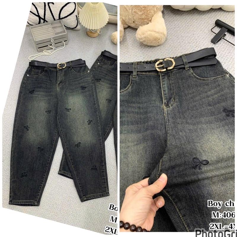 MA 4068[ QUẦN JEAN BAGGY 9tấc QC bigsize nữ 60-90kg top( form rộng co giãn mạnh)