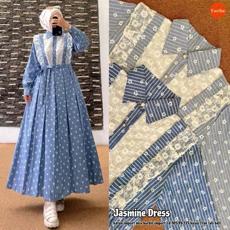 GAMIS RETINA BUNGA SALUR KATUN KOMBINASI BROKAT PREMIUM TREDY Muslim Mewah Nyaman Dress Formal