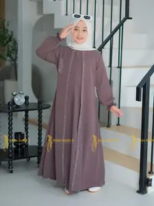 Halwa Outfits II Gamis Anak Sabrina Dress Anti UV Terbaru 2026 Bahan Aurora Lembut Kombinasi Payet Saku Tali Pinggang Ukuran M-XXXL