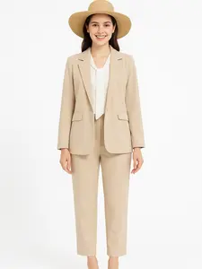 Setelan Blazer Celana Kantor Wanita Hitam Pensil Jumbo/Bigsize Karet Nyaman Panjang Straight Formal Kerja Melar Kancing Baggy - Navy, Cantik, Ankle, Stretch