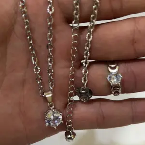 satu set perhiasan wanita silver model mata satu