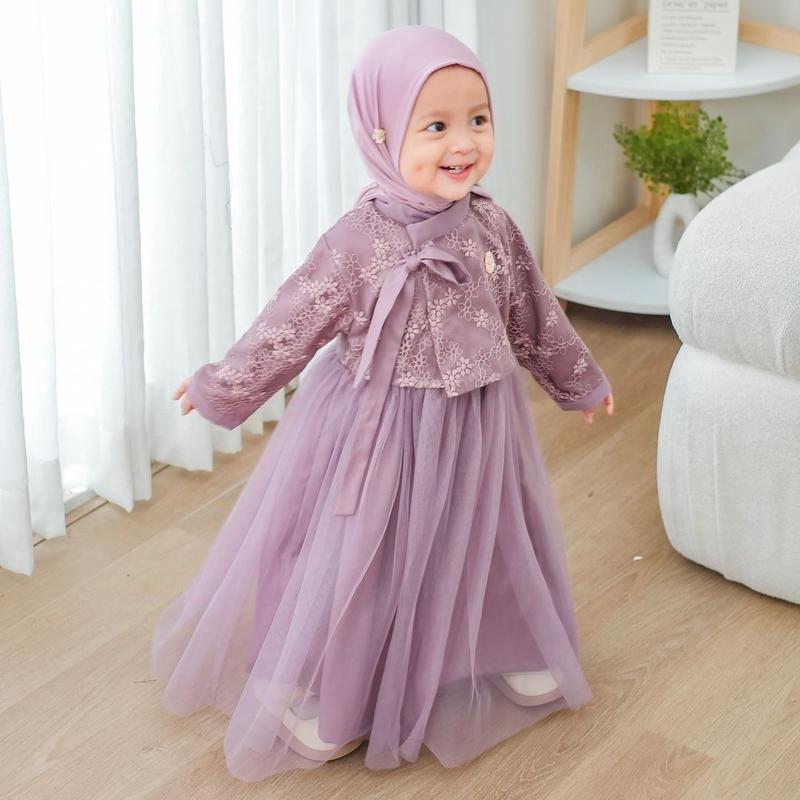 Product Introduction of Mafaza Dress Kids Pesta Brukat Mewah Simple Elegant Gamis Anak Perempuan Muslimah Umur 3 4 5 6 Tahun Bahan Velvet Mix Tile Gaun Lebaran Baju Anak Cewek Perempuan Kondangan Pink 48