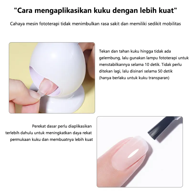 [COD]Set manikur tumbuhan alami perekat tempelan kuku sealant lem dasar cat kuku buram temper lem cat kuku 2