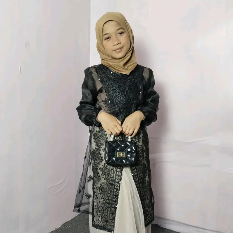 Tunik Couple Hananque Ibu dan Anak Usia 1-13 Tahun dengan Brokat Kondangan Full Payet Mix Organza Bridesmaid untuk Pasangan Wanita Wanita Keluarga Motif 8