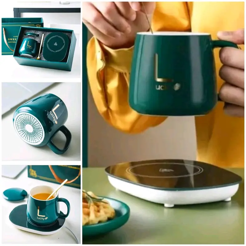 GELAS SET HEATER ELEKTRIK, penghangat gelas elektrik kopi dan teh warna rendom 0