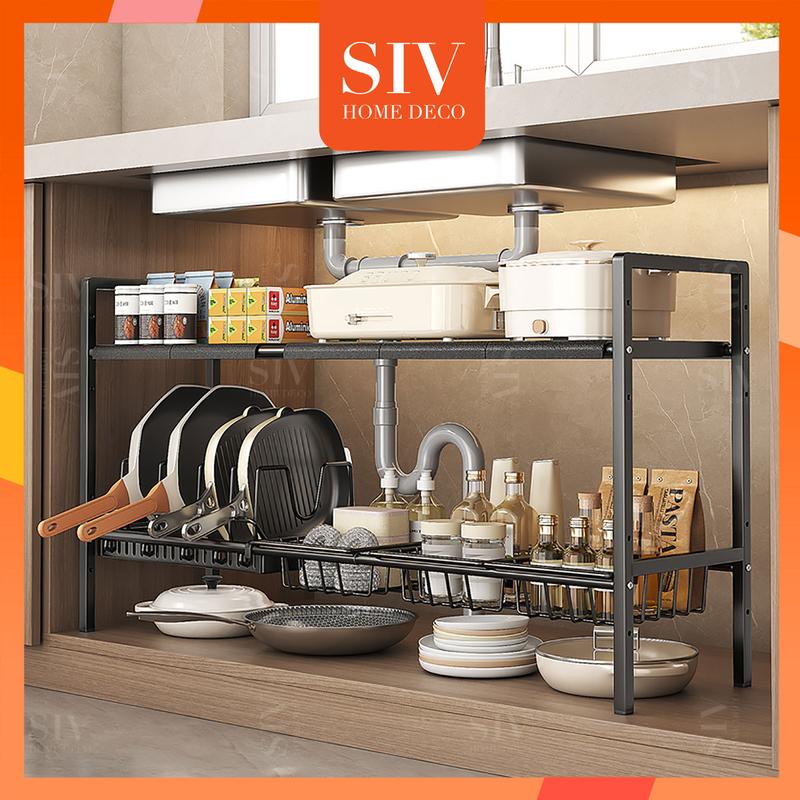 SIV Kệ Gầm Bếp Để Xoong Nồi Chảo Dưới Gầm Bồn Rửa, Kệ Để Đồ Nhà Bếp Đa Năng Tiện Lợi Khung Inox Kitchen