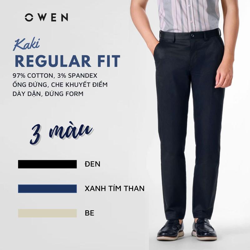 OWEN - Quần Kaki Nam Owen REGULAR FIT 3 Màu Menswear Pants Chất Liệu 97% Cotton 3% Spandex Regularfit Thoải Mái Khi Mặc 
