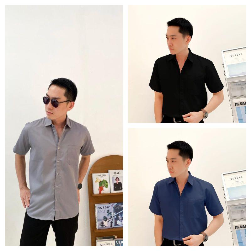 Toyobo Kemeja Premium Lengan PENDEK Beli 1 Dapat 3 Harga Mulai 100 Ribuan Bahan Adem Halus Tidak Mudah Kusut Size Lengkap Warna Elegan Cocok untuk Kerja & Acara Formal Baju Pria Dewasa Hitam Katun Putih