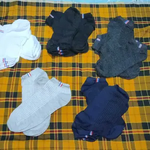 ( PAKET 6 PASANG ) Kaos kaki pendek angkle socks semata kaki motif garis France dewasa