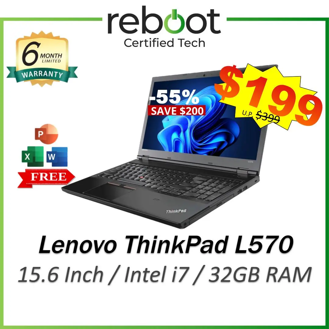 [Refurbished] Lenovo 15.6 Inch Intel i5 Laptop | 512GB | Up to 16GB RAM | Fast Boost Up | Free MS Office | Windows 11 | Fast Shipping
