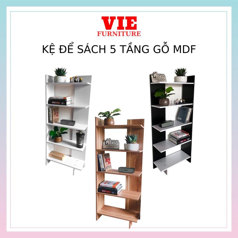 Kệ Sách Gỗ - Giá Sách Gỗ 5 Tầng Kích Thước 40x15x115cm ( DxRxC ) Lắp Ghép Nhiều Màu Sắc Tiện Ích
