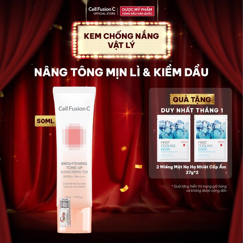   BÁN CHẠY  Kem Chống Nắng Nâng Tone Ráo Mịn Kiềm Dầu Cell Fusion C Brightening Tone Up Sunscreen 100 SPF50+ PA ++++ 