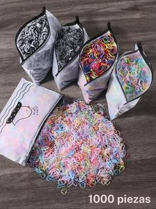 1000pcs, Mini ligas para el cabello de goma desechables de 0.47 pulgadas de diámetro en colores vivos para niñas, perfectas para las necesidades de estilizado diario, accesorio duradero y versátil