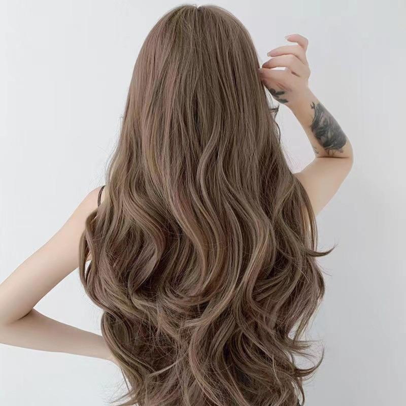 Bộ Tóc Giả Cho Nữ, Tóc Xoăn Dài, trùm đầu, Như Thật, Tự Nhiên, Thời Trang, Gợn Sóng Sâu, Tóc Mái Bằng Không Khí, Tạo Mặt, Tóc Giả 1