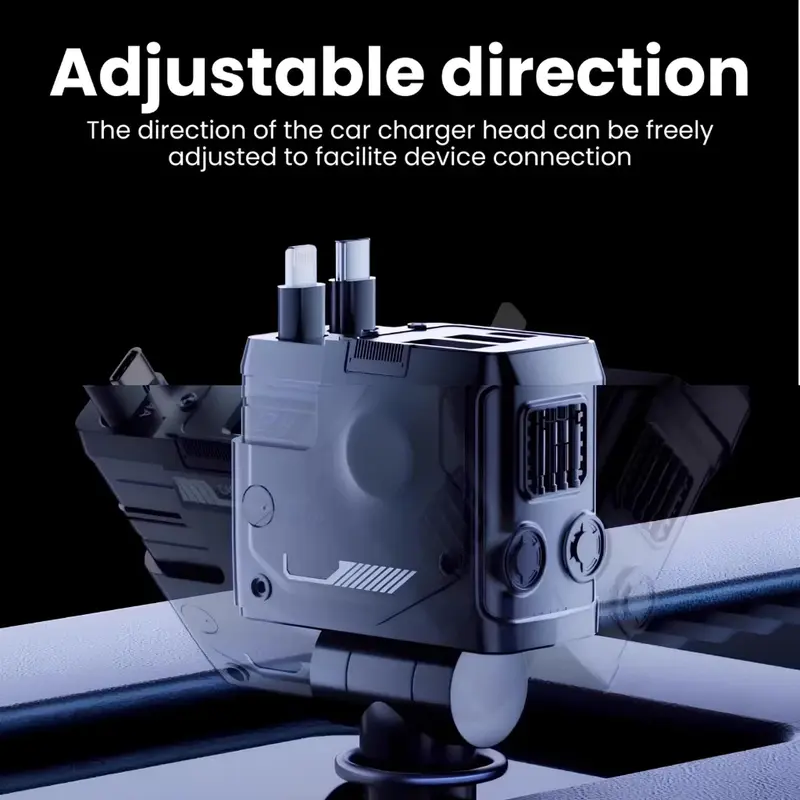 BLUESEA Car Charger 4 in 1 Colokan Mobil Motor Fast Charging QC 3.0 Retractable PD 66W Type C & Iphone 6