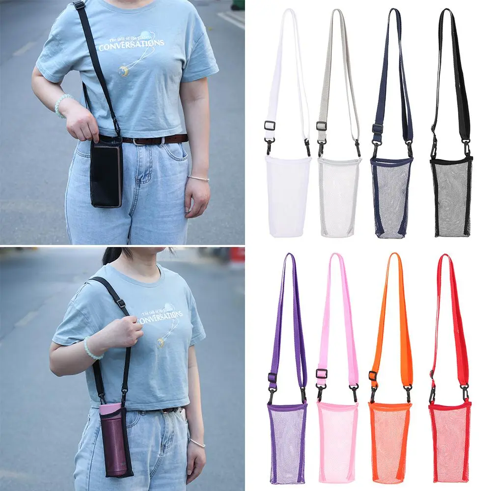 Accessories Visible Bag Mug Holder Carrier Water Bottle Bag Beverage Bag Sport Water Bottle Cover Mesh Cup Pouch