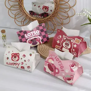 Kotak Tissue Mobil dan Meja Tempat Tisu Rumah Tissue Box Bahan Kulit Motif Karakter Lucu untuk Dekorasi Rumah