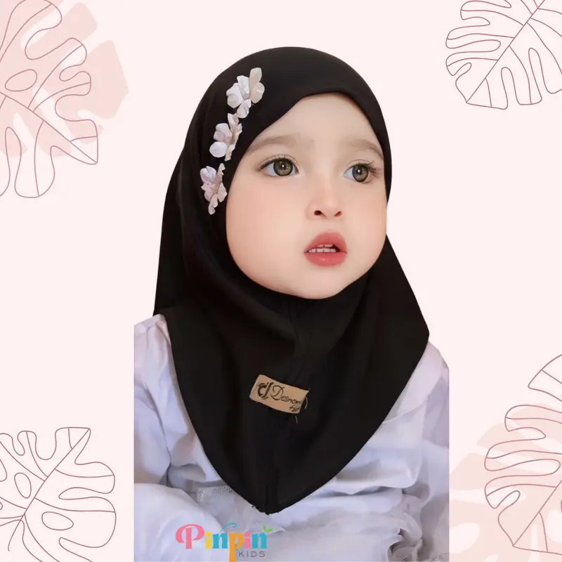 Pinpin Kids - Jilbab Anak Bayi Newborn MAURIN FLOWER / Hijab Baby / Kerudung Anak Perempuan Usia 0-1 Th Motif Bunga 1