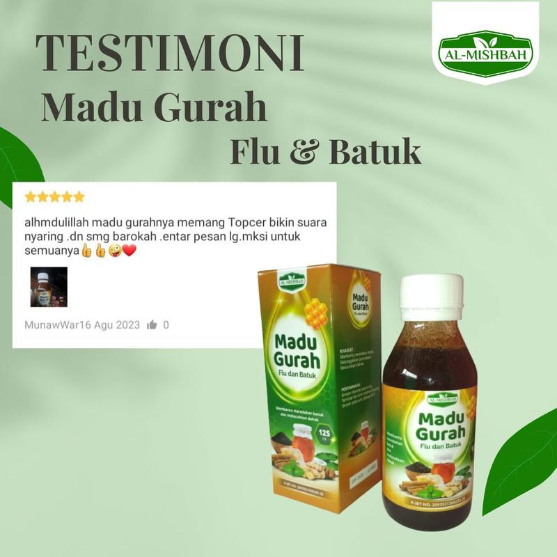 Madu Gurah Flu dan Batuk Al Mishbah Plus Daun Saga 125 ml Honey Syrup 4