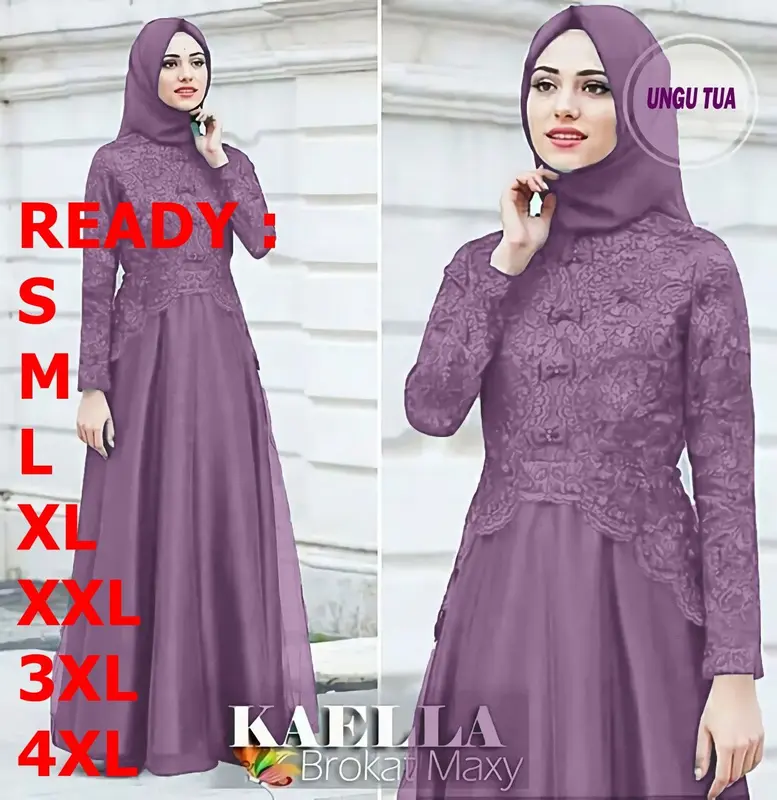 Terbaru 2024 Baju Gamis Brokat Kaella Maxy Dress Wanita S M L XL XXL 3XL 4XL Dress Kondangan Lebaran Terlaris Fashion Muslim Kekinian Murah Bisa COD 1