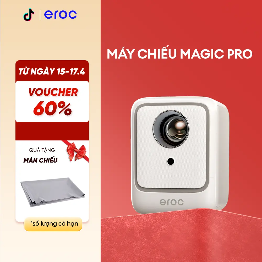 |Ưu Đãi Livestream| Máy chiếu mini Eroc MAGIC PRO (E1) Giải mã Full HD 2800 Lumens Hệ điều hành Android Bluetooth Projector  - Bảo hành 12 tháng