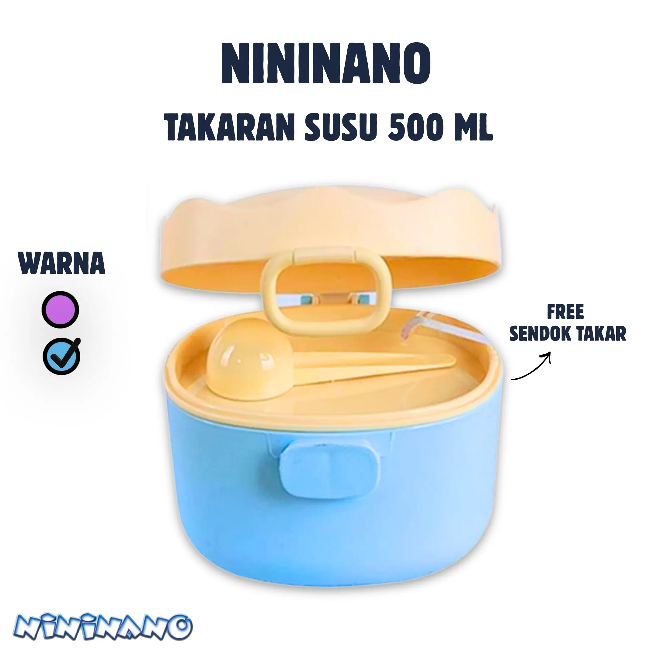 NININANO Kotak Tempat Penyimpanan Susu Bubuk Bayi 500ml NN-2206 Anti Pecah BPA Free Milk Powder Wadah anti Tumpah Merah