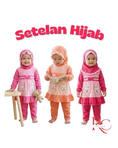 SETELAN HIJAB PEREMPUAN BATITA LEMBUT USIA 0-12 BULAN/FASHION ANAK MOTIF/SET MOTIF