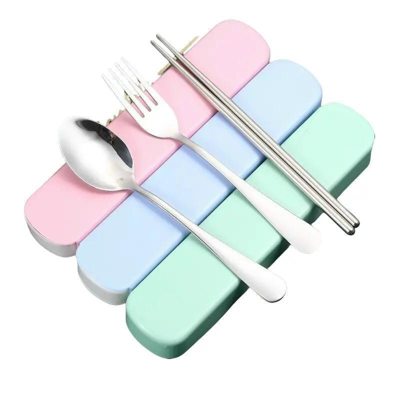 Bộ 3 Món Thìa, Đũa, Dĩa Chất Liệu Inox Không Rỉ Kèm Hộp Đựng, Bộ Muỗng,Thìa, Nĩa Dùng Cá Nhân
