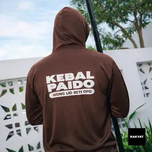 RAKYAT Kaos Basahan Kerja Berkerudung Bersablon - Kebal Paido... - Cokelat Tua