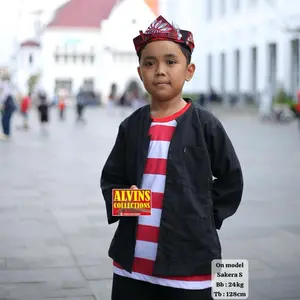 BAJU ADAT PAK SAKERA MADURA / SAKERA MADURA / BAJU SAKERA ANAK / size BAYI, BATITA , BATITA , TK, dan SD (Paket komplit satu set) Fashion Celana Hitam Blazer