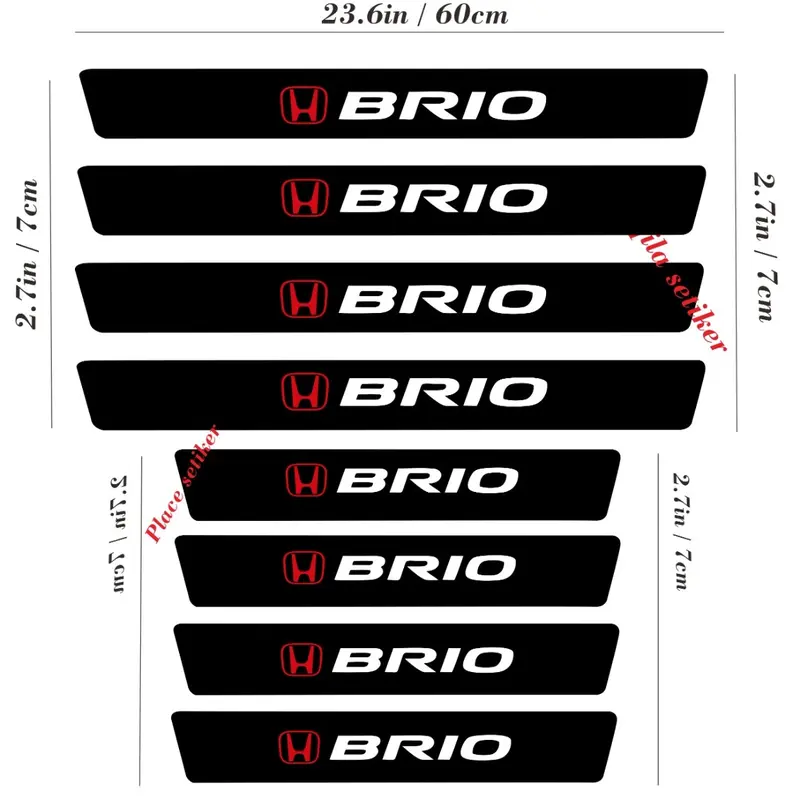 Stiker Door Sill Plate Tulisan Brio Stiker Honda Pelindung Pijakan Lantai Kaki Mobil Bahan Carbon 3D Anti Gores Coklat 3