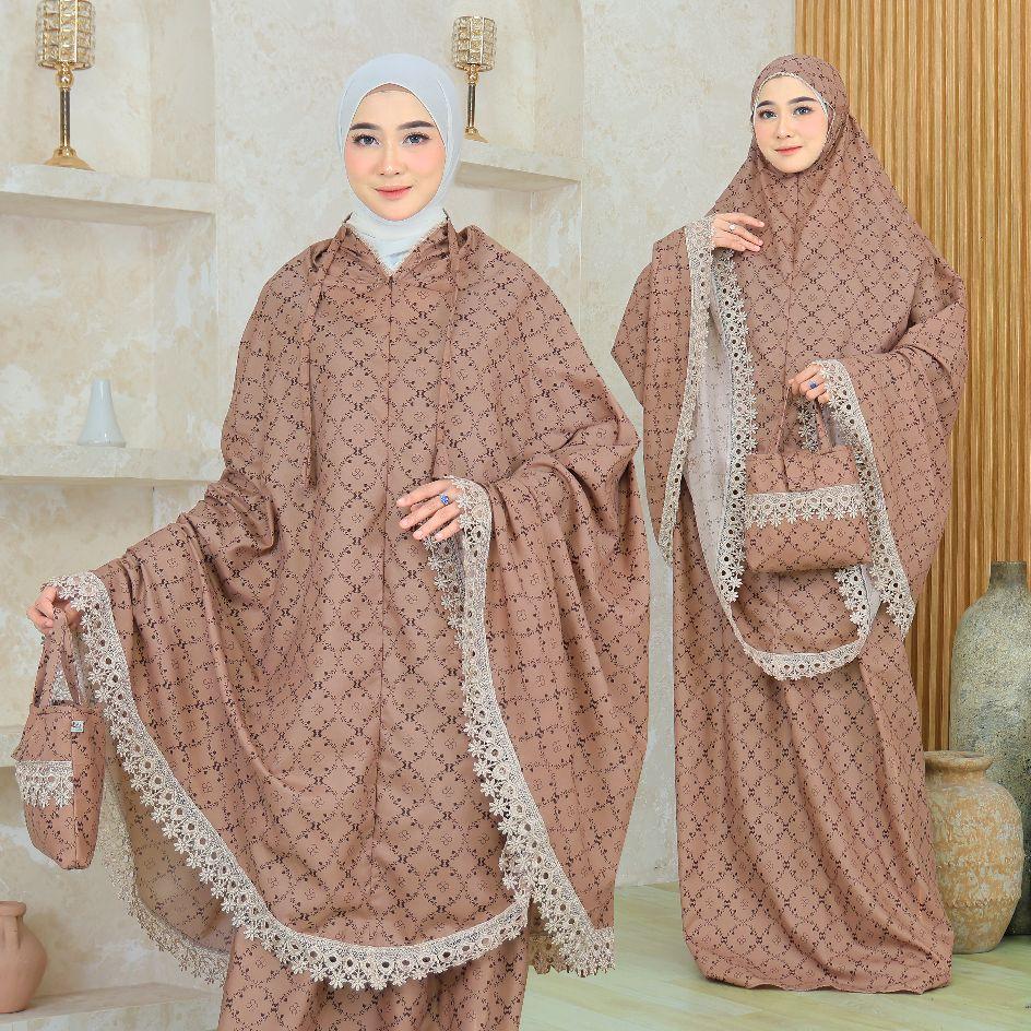 Mukena Wanita 2 in 1 Katun Premium Motif Mewah Renda Cantik dengan Desain Elegan dan Nyaman untuk Penggunaan Sehari-hari Mukenah Jumbo Dewasa Travel