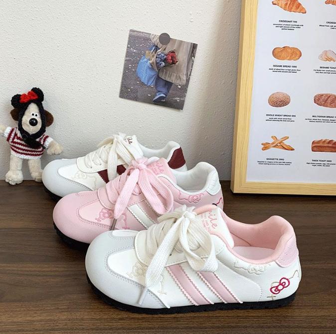  Giày Thể Thao Nữ Mèo Kitty Hồng Đen Xám Mẫu Mới 2025 Hot Trend Trẻ Trung Năng Động B100 