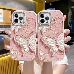 Casing hp softcase untuk iphone 7G 8G 7PLUS 8PLUS XR XS 11 12 13 PRO 12 13 mini 16 plus, pro, promax case cover butterfly pink casing premium XPD0069