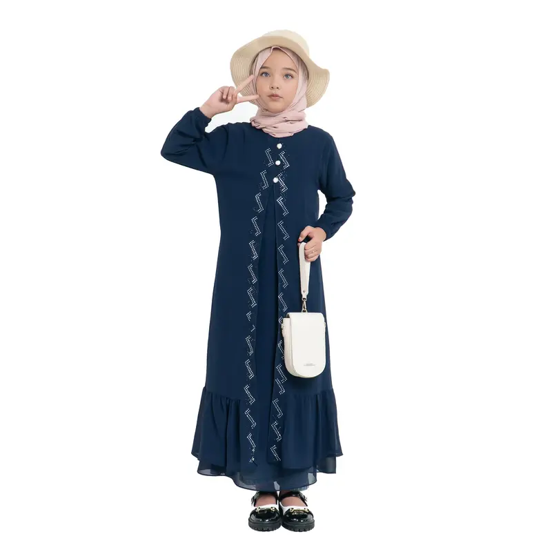 Gamis Sumayya Anak Perempuan Cantik Bahan Ceruty Baby Doll Tangan Panjang 6