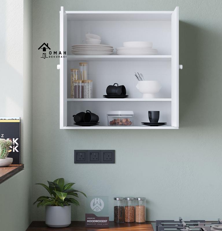 Rak Dapur Serbaguna 2 Pintu Minimalis Rak Dapur Serbaguna Tempel dinding Gantung Multifungsi Lemari Dapur Bersih omah dekorasi Furniture 056L 0