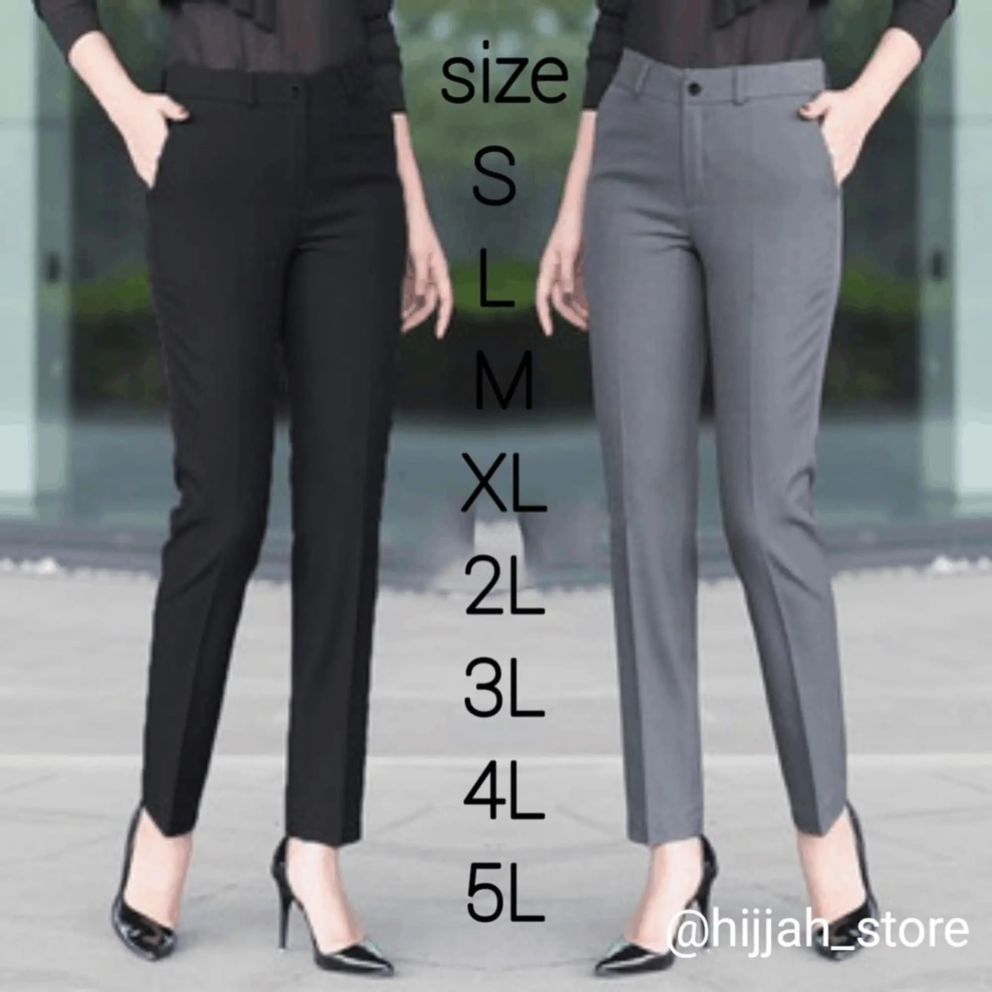 CELANA KANTOR FORMAL KERJA WANITA SLIMFIT BAHAN DASAR KAIN . SIZE S-5L Kantong Hitam Navy Abu Putih Skinny Variasi Panjang Nyaman Semi Casual Pinggang Karet dan Resleting