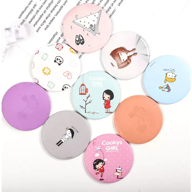 Cermin Mini Bulat Portable Saku Make Up Travelling Karakter Wanita Compact Cosmetic Girl