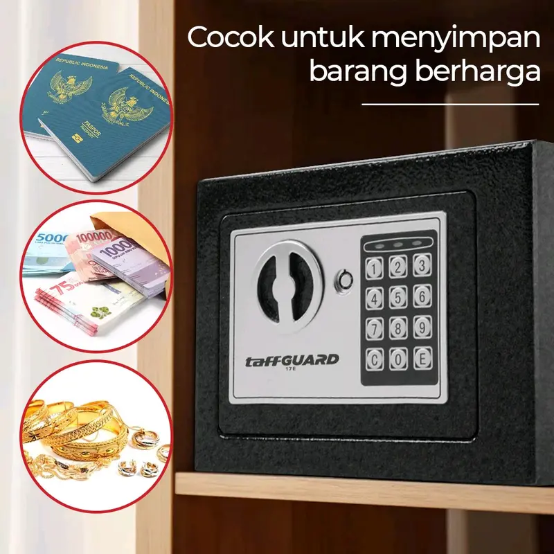 TaffGUARD Kotak Brankas Hotel Mini Password Safe Deposit Box 4.6L Brankas Elektronik 2