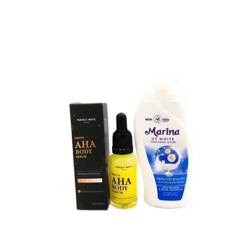 [PAKET COMBO] MARINA 92ml + perfect White 20ml Marina hand & body lotion uv white PERFECT WHITE AHA Body Serum 50ML Whitening