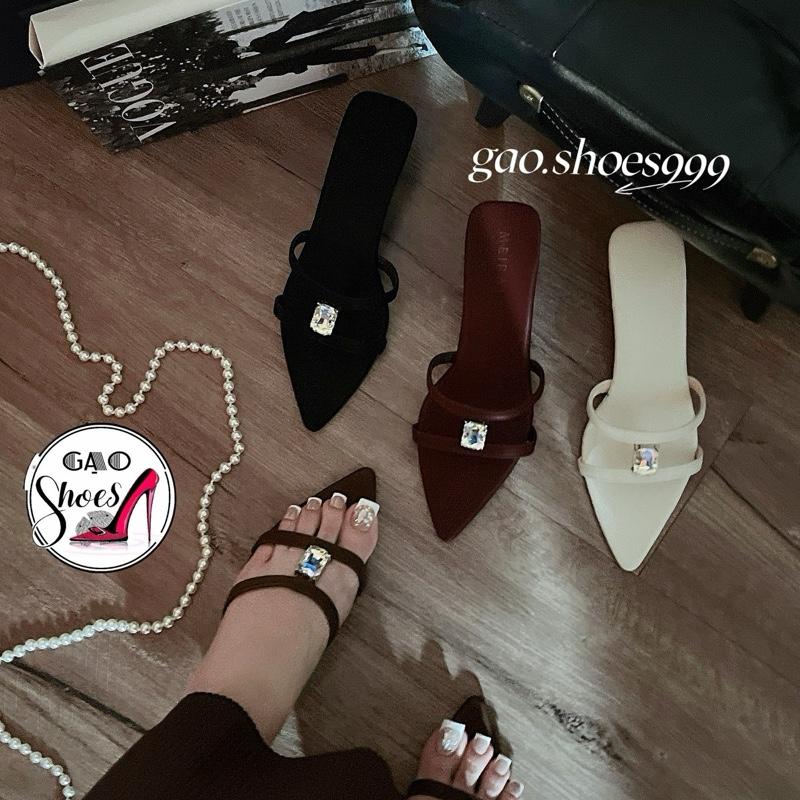 Gạo.Shoes Có Bigsize Guốc Xuồng Nữ Mũi Nhọn Cao 5CM Quai HỘT ĐÁ CAO CẤP Sang Chảnh.