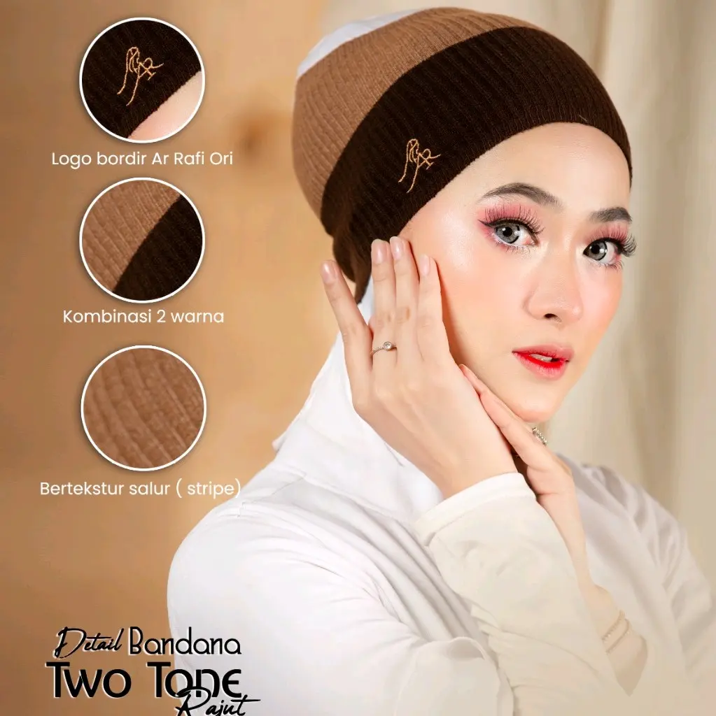 Bandana Rajut Two Tone By Hijab Arrafi Inner Jilbab Terbaru