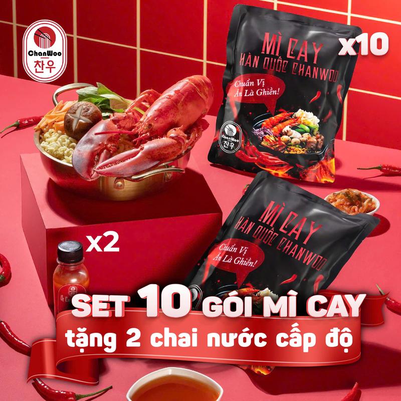 SET 10 GÓI MÌ CAY TẶNG 4 TÚI NƯỚC SỐT CAY CẤP ĐỘ 0