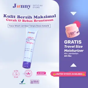 JUNNY - Low PH Face Wash Berry Bright 100 ml Gentle Deep Cleansing Facial Wash niacinamide + 7 jenis berry + centella cica | Mencerahkan sekali bilas, acne friendly, Repairs Skin Barrier, Low pH & Bebas Minyak tanpa membuat kering & ketarik